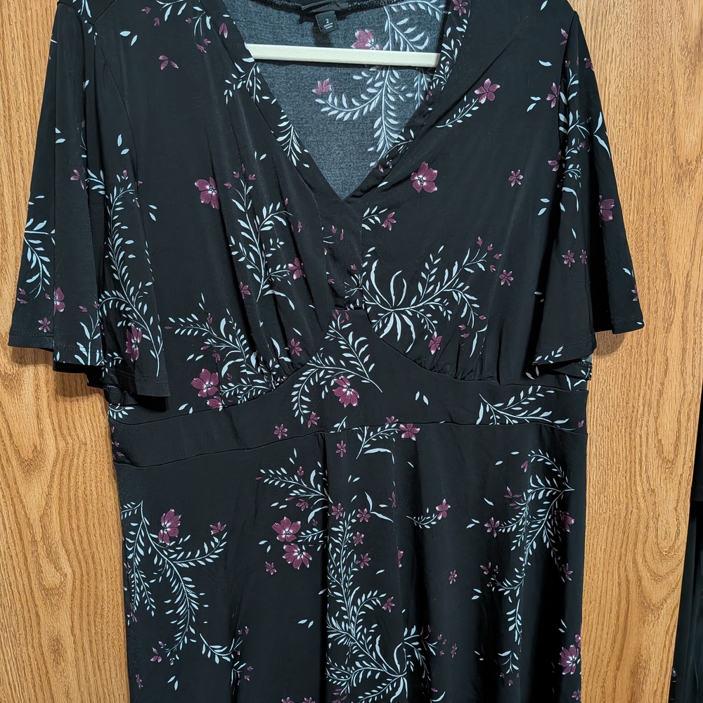Torrid Dark Gray Top with Pink Floral Accents